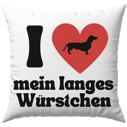 I Love Heart Mein Langes Würstchen Dackel Deko Kissen