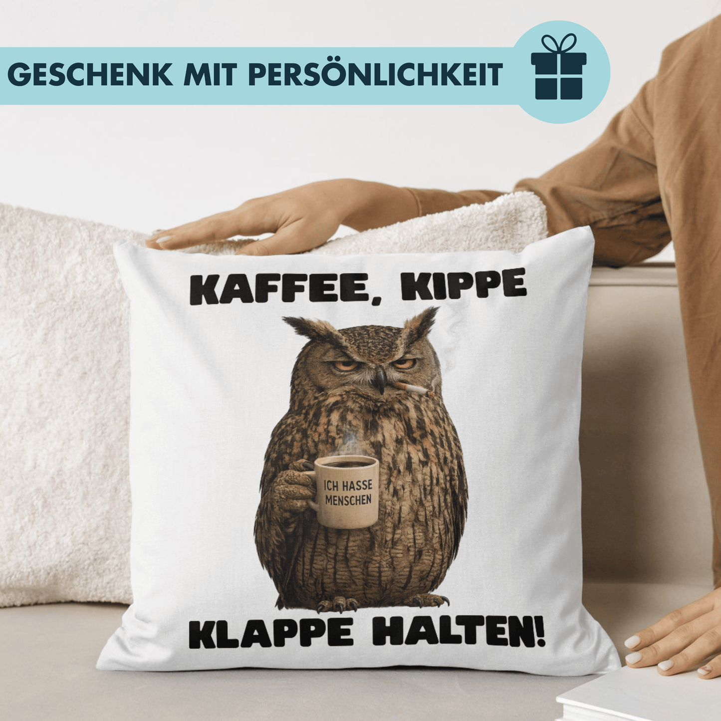 Kaffee Kippe Klappe Halten Deko Kissen