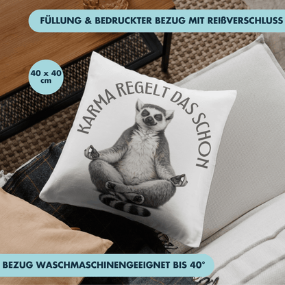 Karma Regelt Das Schon Lemur Deko Kissen