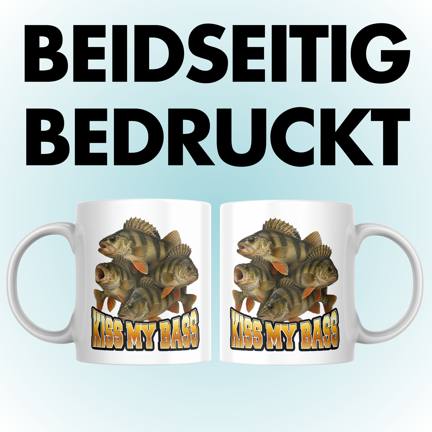 Kiss My Bass Wortspiel Barsch Angeln Kaffee Tasse
