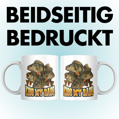 Kiss My Bass Wortspiel Barsch Angeln Kaffee Tasse