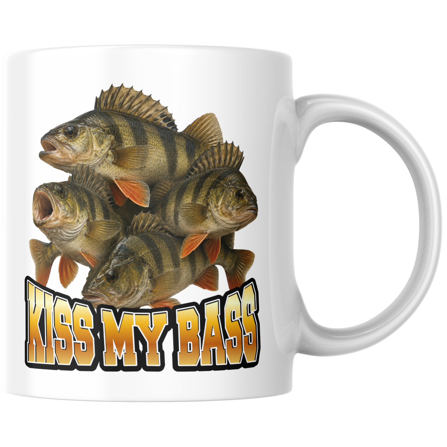 Kiss My Bass Wortspiel Barsch Angeln Kaffee Tasse