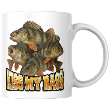 Kiss My Bass Wortspiel Barsch Angeln Kaffee Tasse