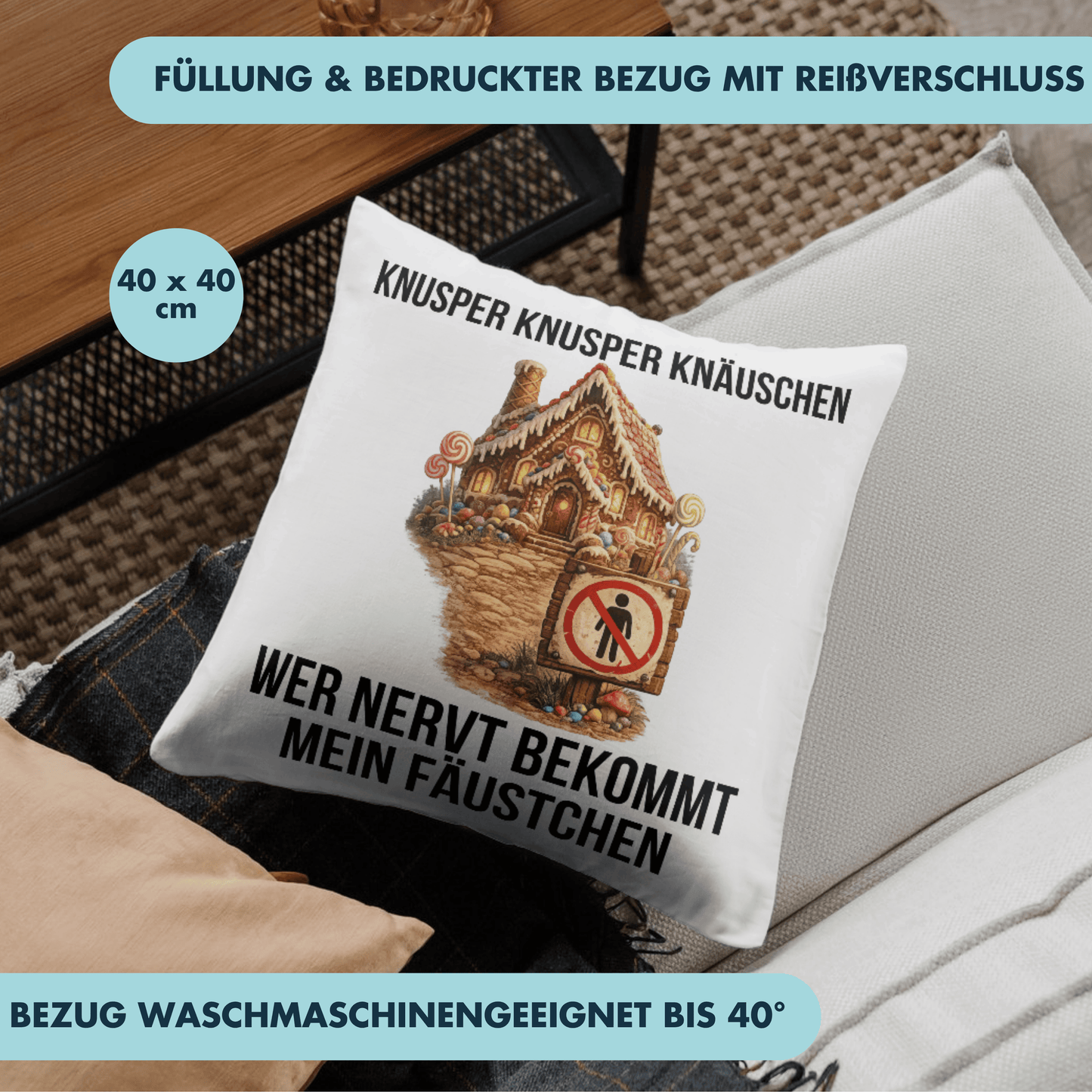 Knusper Knusper Knäuschen Wer Nervt Bekommt Mein Fäustchen Deko Kissen