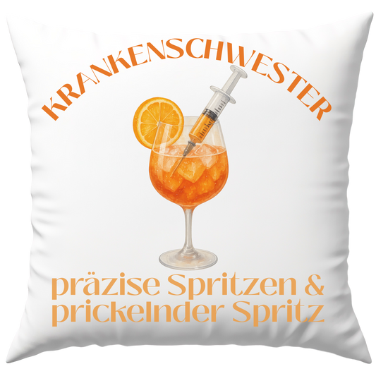 Krankenschwester Präzise Spritzen Und Prickelnder Spritz Cocktail Deko Kissen