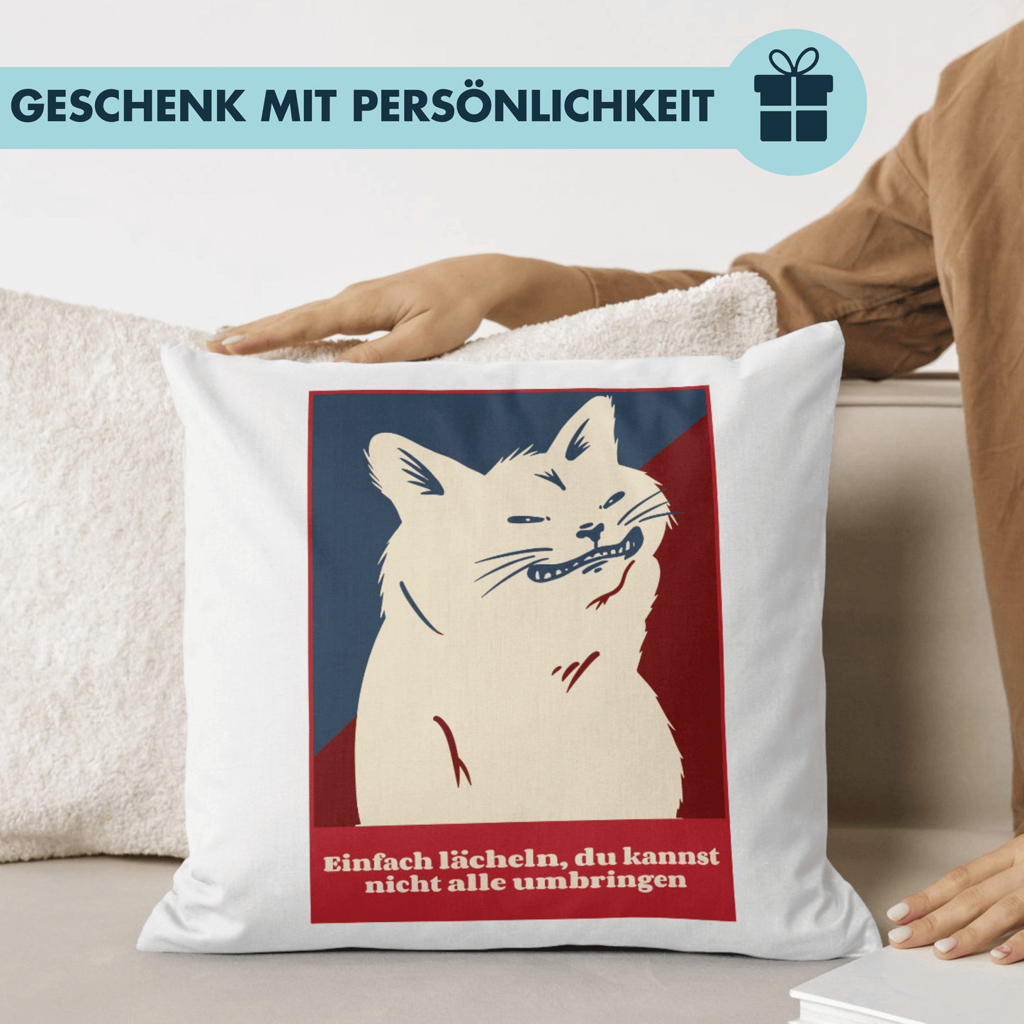Einfach Lächeln Du Kannst Nicht Alle Umbringen Katze Deko Kissen