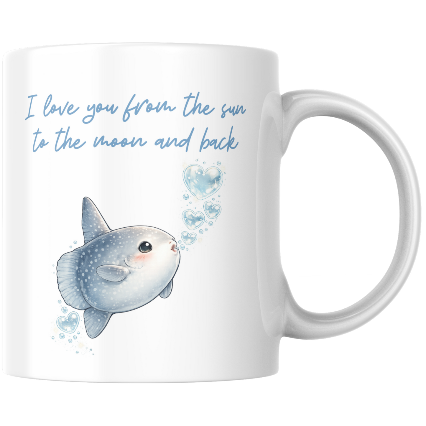 I Love You From The Sun To The Moon And Back Mondfisch Liebe Kaffee Tasse