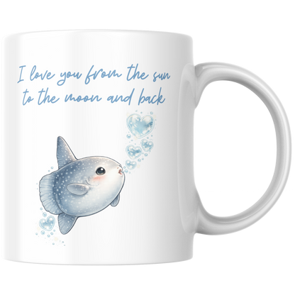 I Love You From The Sun To The Moon And Back Mondfisch Liebe Kaffee Tasse