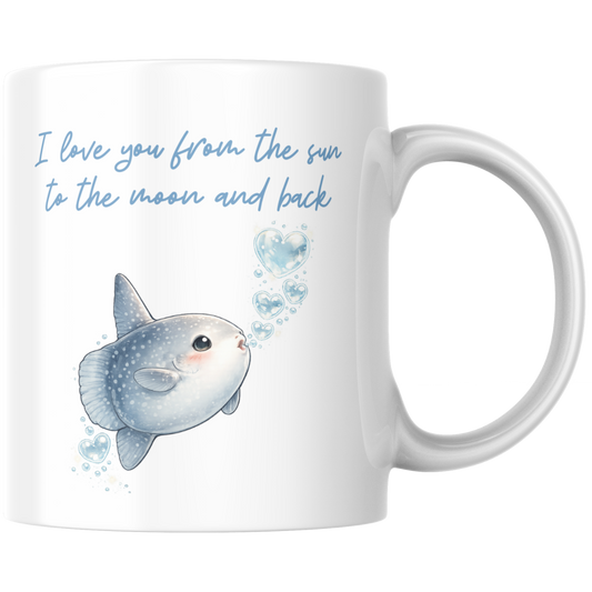 I Love You From The Sun To The Moon And Back Mondfisch Liebe Kaffee Tasse