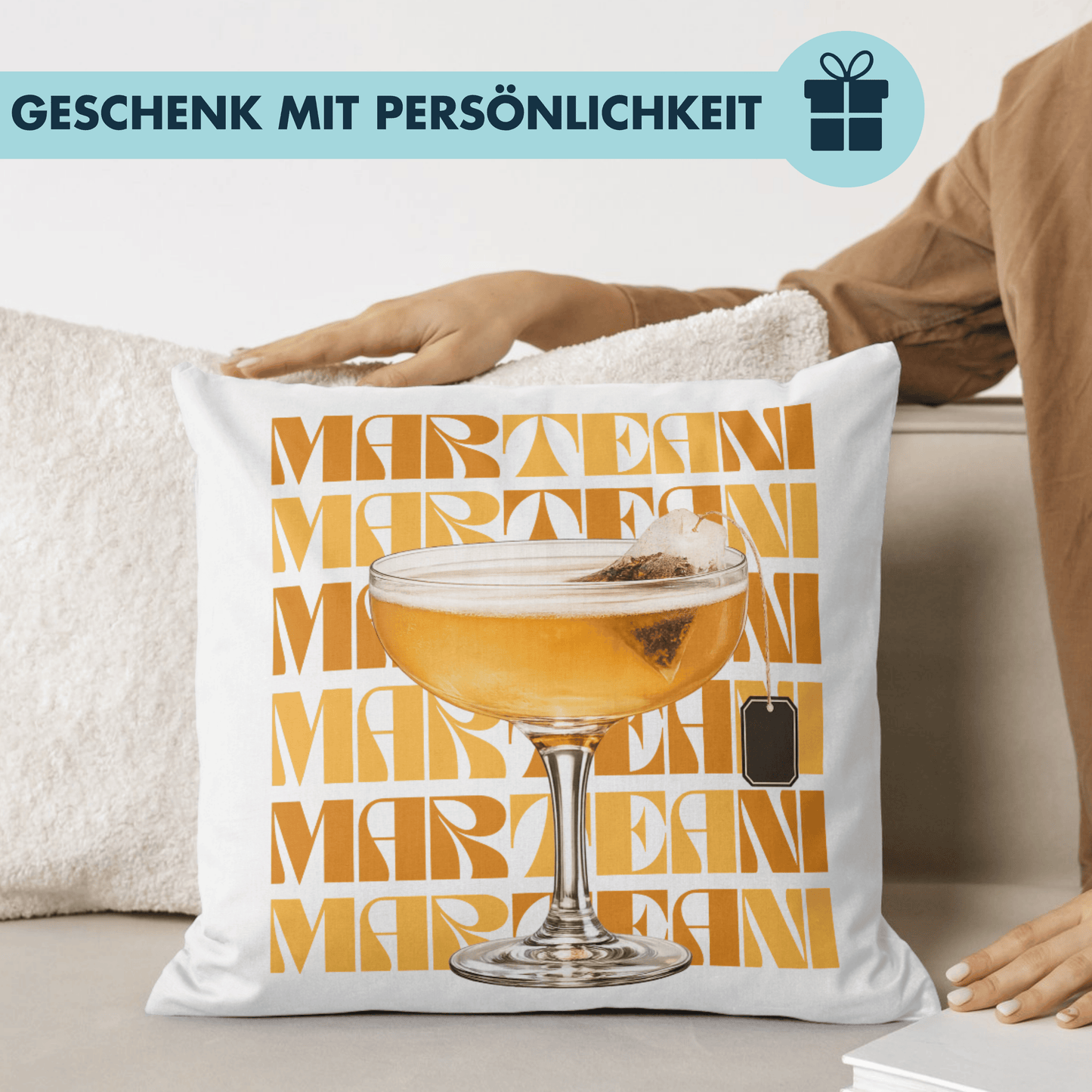 Marteani Tee Martini Cocktail Deko Kissen