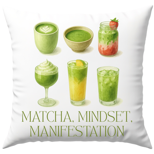 Matcha Mindset Manifestation Drinks Deko Kissen