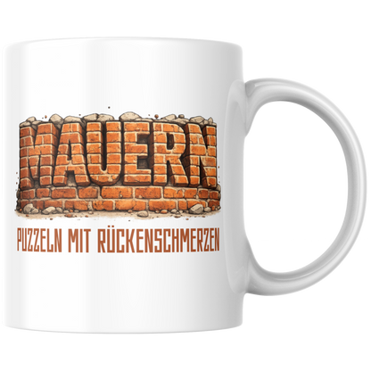 Mauern Puzzeln Mit Rückenschmerzen Maurer Kaffee Tasse