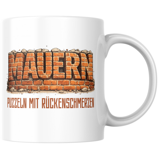 Mauern Puzzeln Mit Rückenschmerzen Maurer Kaffee Tasse
