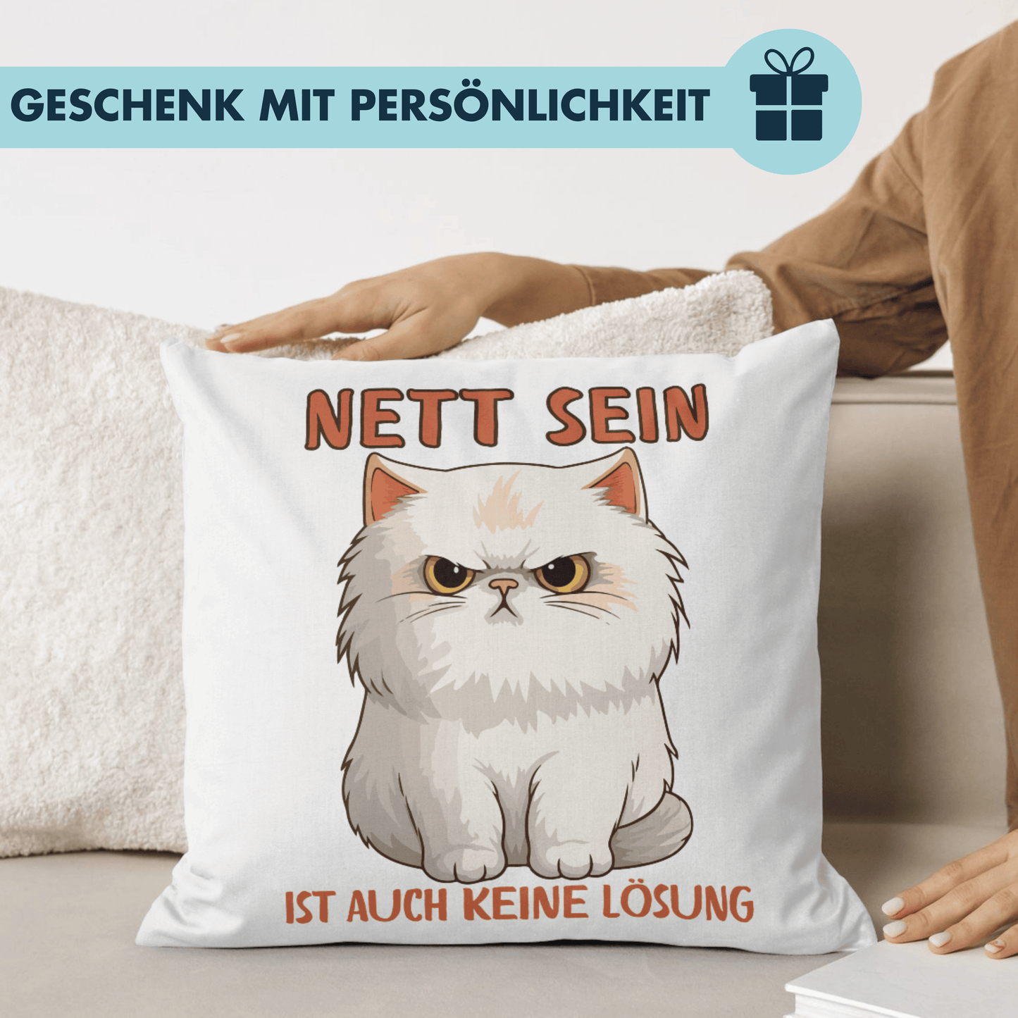 Nett Sein Ist Auch Keine Lösung Katze Fies Deko Kissen