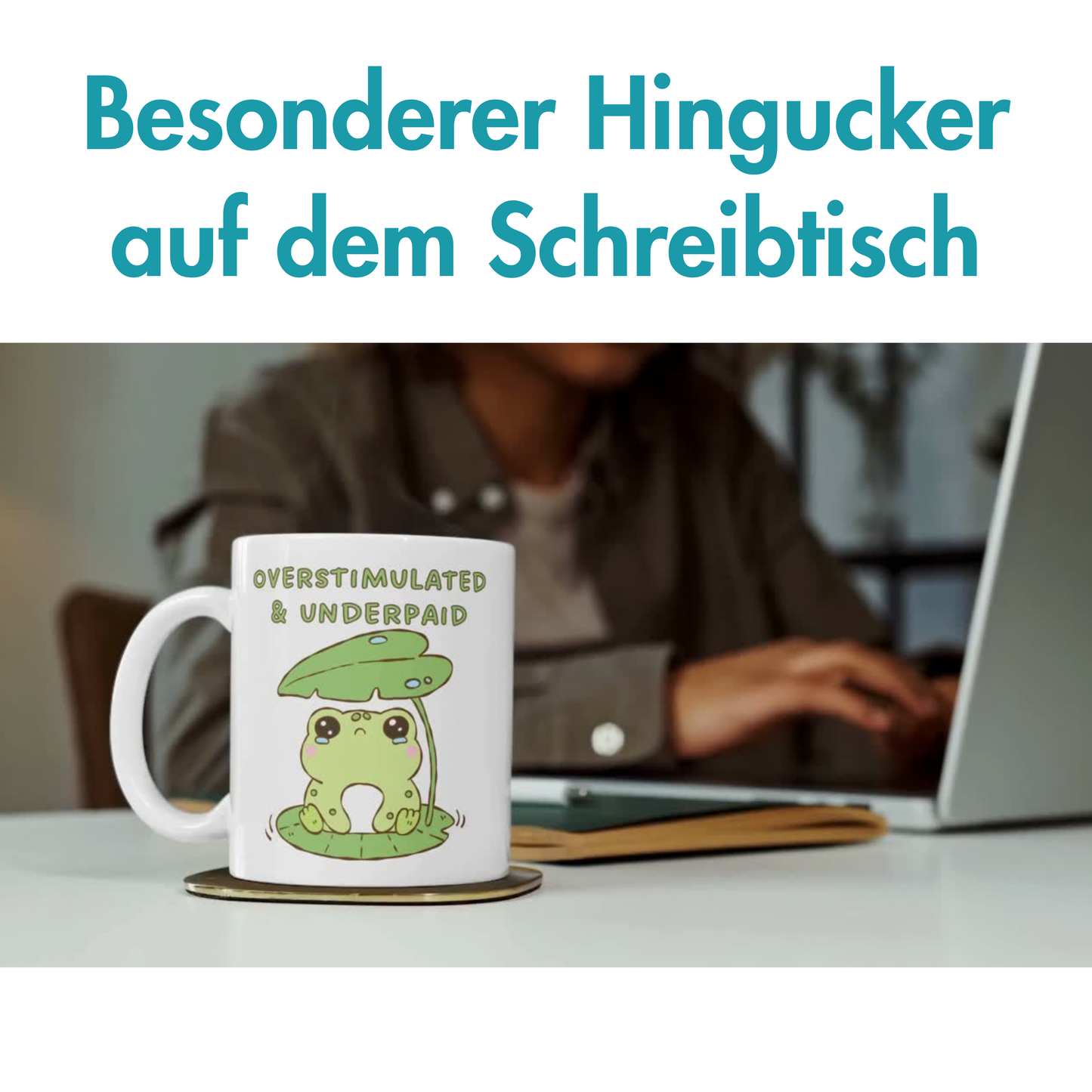 Overstimulated And Underpaid Frosch Kaffee Tasse