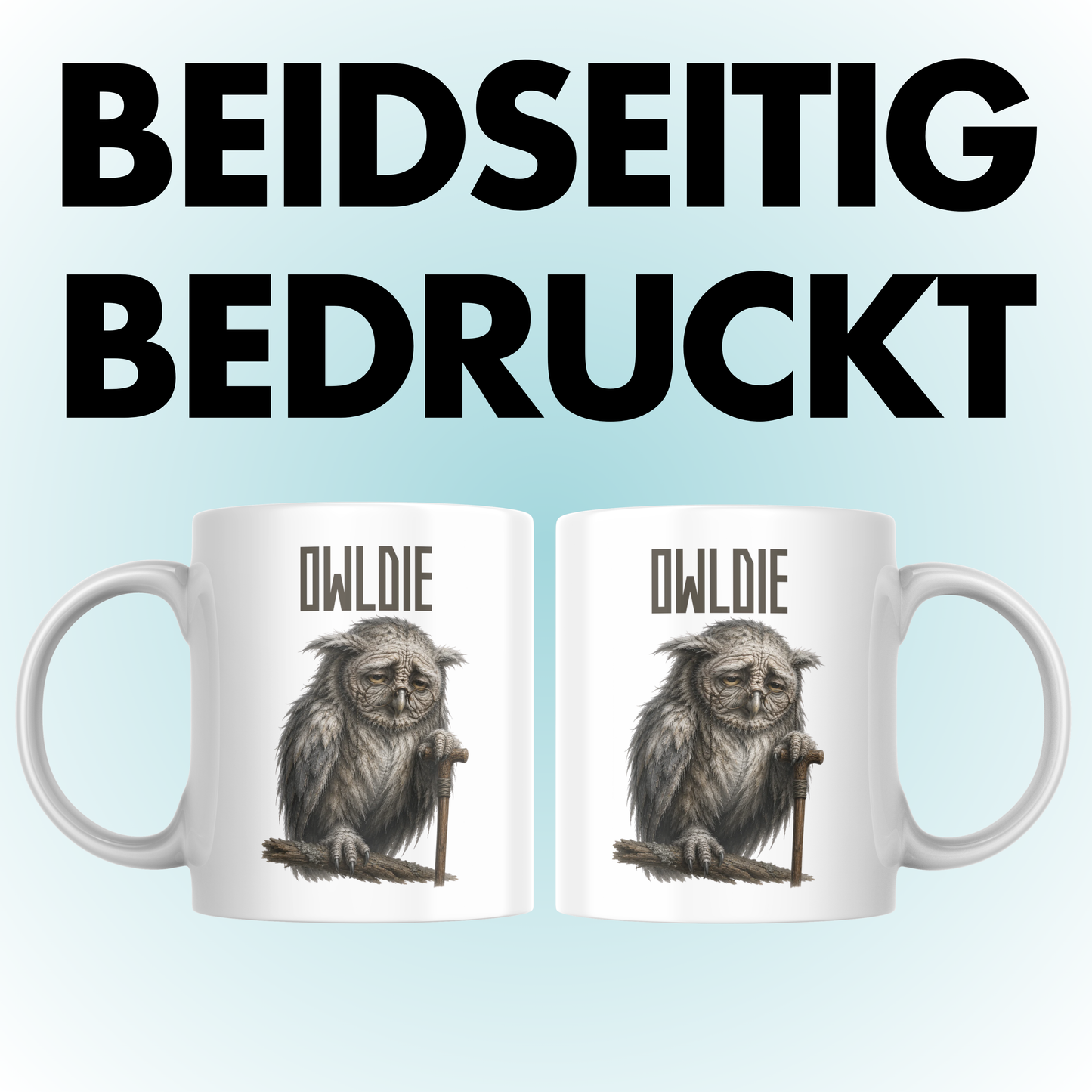 Owldie Wortspiel Oldie Eule Kaffee Tasse