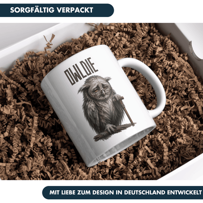 Owldie Wortspiel Oldie Eule Kaffee Tasse