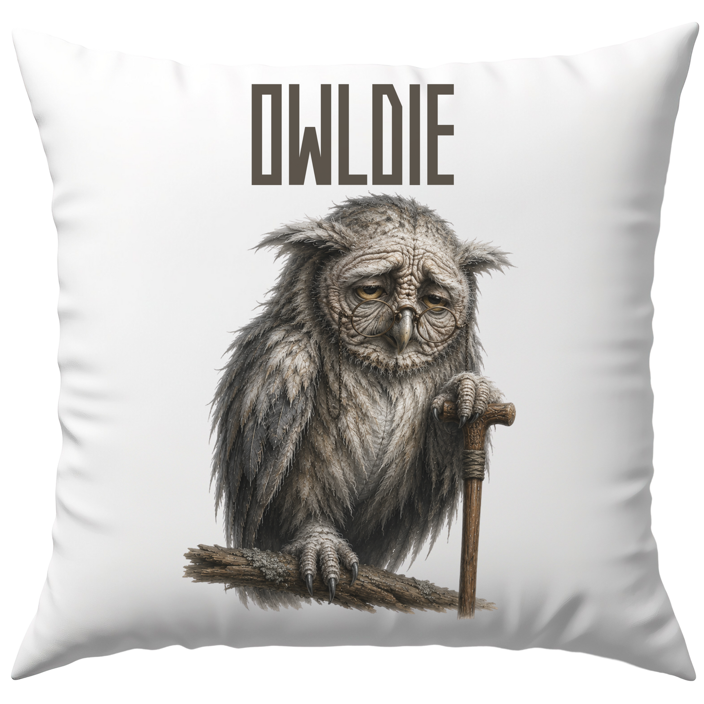 Owldie Wortspiel Oldie Eule Deko Kissen