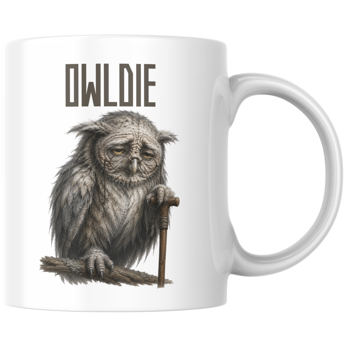 Owldie Wortspiel Oldie Eule Kaffee Tasse