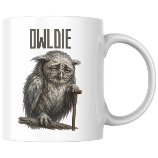 Owldie Wortspiel Oldie Eule Kaffee Tasse