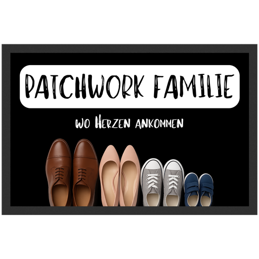 Patchwork Familie Wo Herzen Ankommen Fußmatte