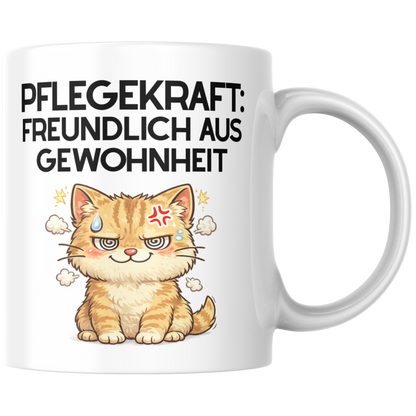 Pflegekraft Freundlich Aus Gewohnheit Kaffee Tasse