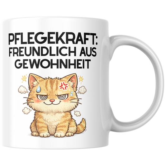 Pflegekraft Freundlich Aus Gewohnheit Kaffee Tasse