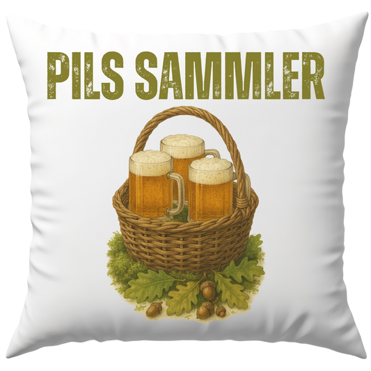Pils Sammler Bier Pilz Wortspiel Deko Kissen