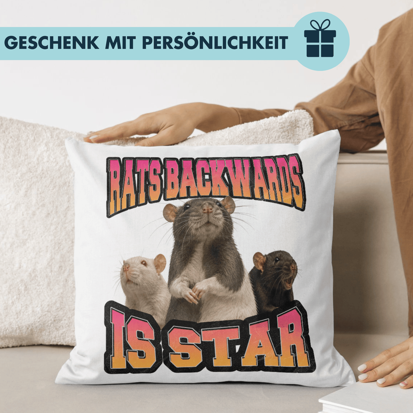 Rats Backwards Is Star Deko Kissen