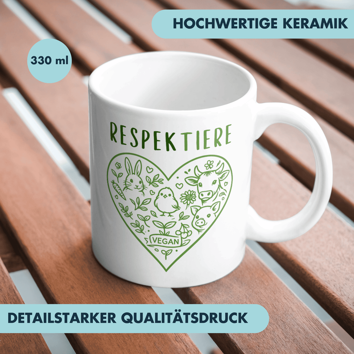 Respektiere Tiere Vegan Kaffee Tasse