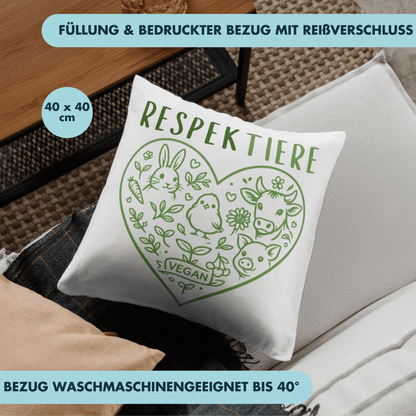 Respektiere Tiere Vegan Deko Kissen