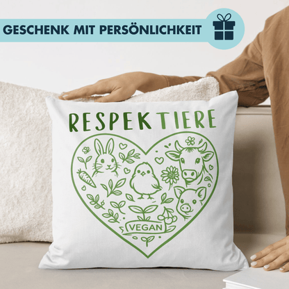 Respektiere Tiere Vegan Deko Kissen