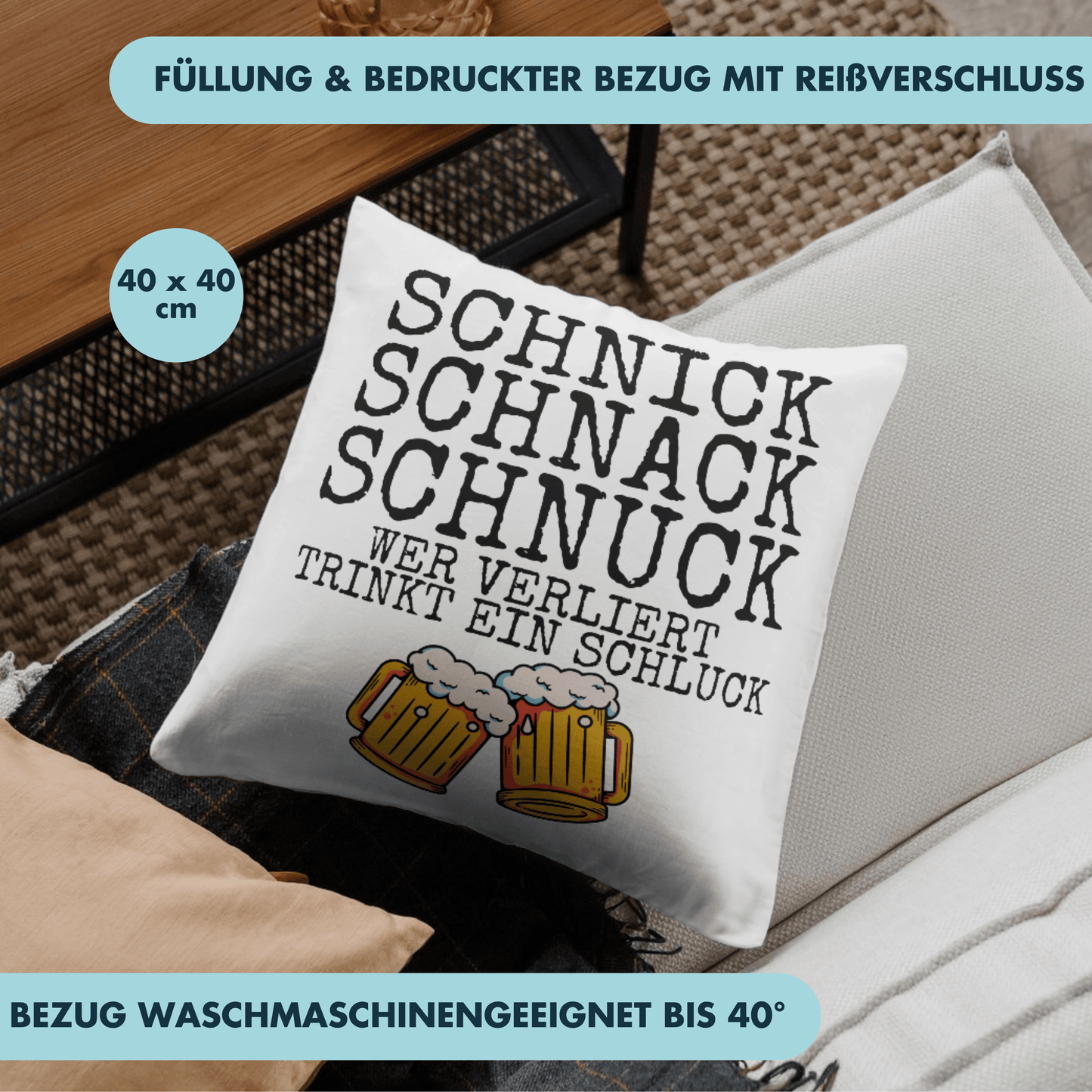 Schnick Schnack Schnuck Wer Verliert Trinkt Ein Schluck Bier Deko Kissen