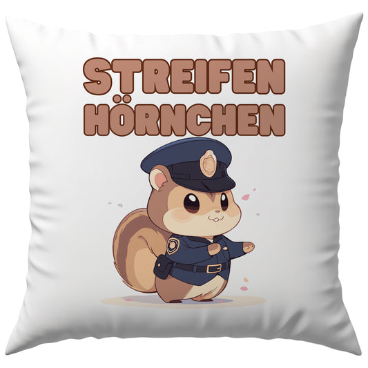 Streifenhörchen Polizei Wortspiel Deko Kissen