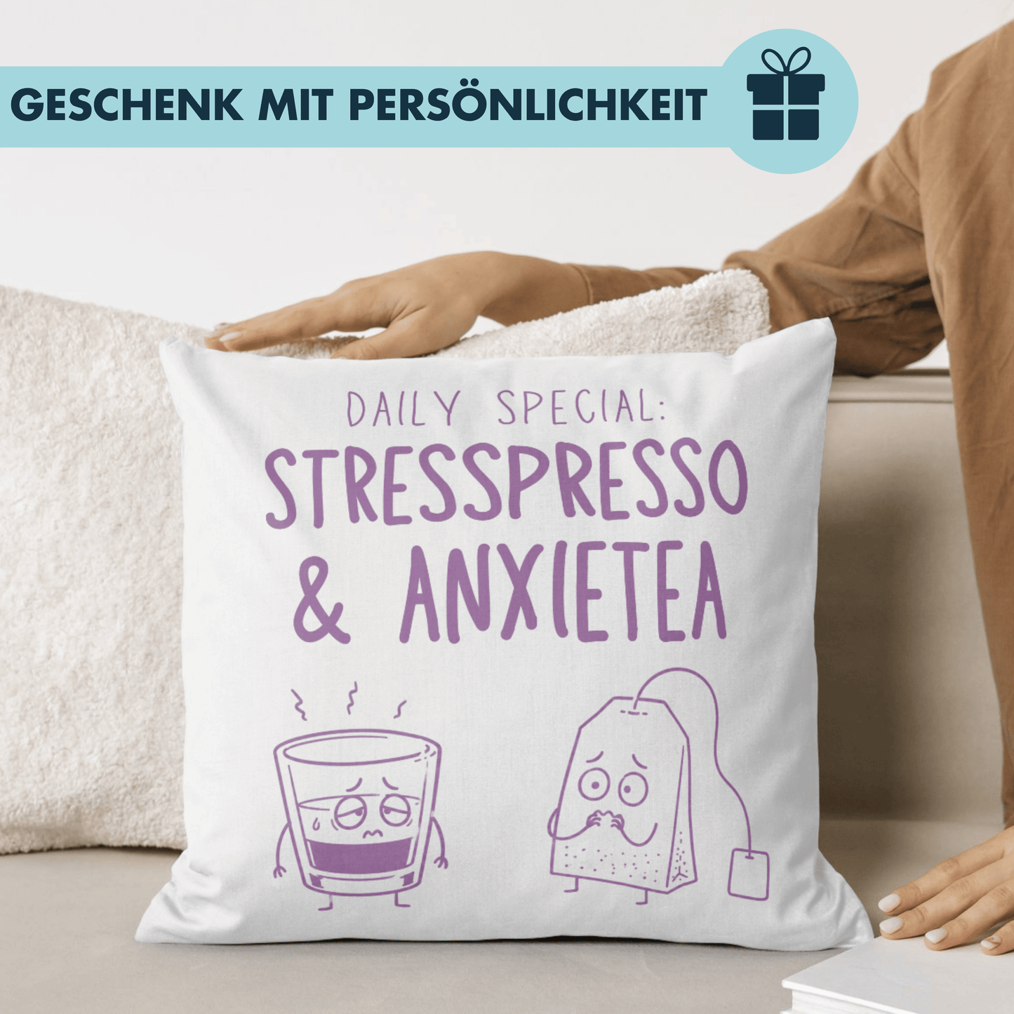 Daily Special Stresspresso And Anxietea Deko Kissen