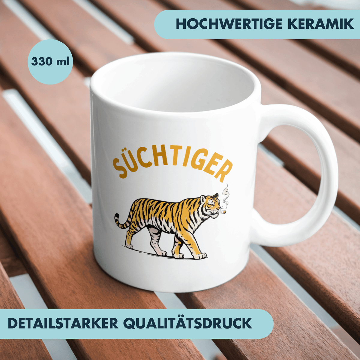 Süchtiger Rauchen Zigaretten Wortspiel Kaffee Tasse