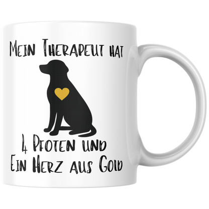 Mein Therapeut Hat 4 Pfoten Und Ein Herz Aus Gold Hund Kaffee Tasse