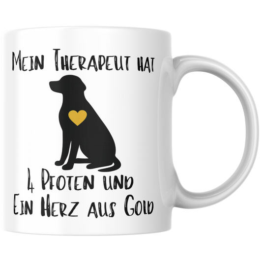 Mein Therapeut Hat 4 Pfoten Und Ein Herz Aus Gold Hund Kaffee Tasse