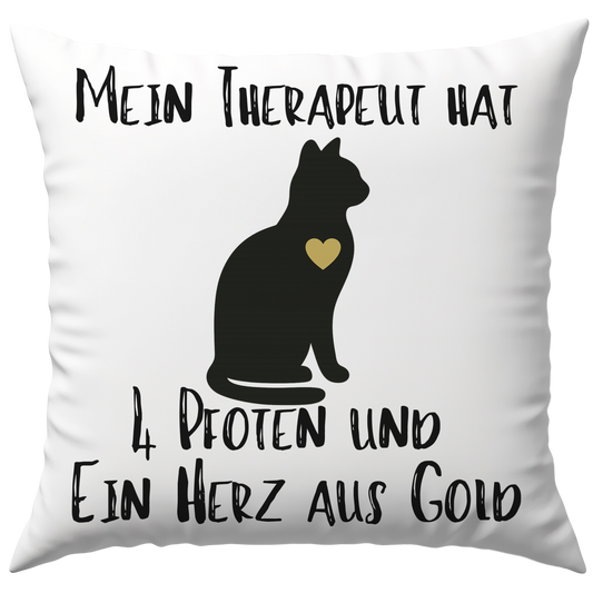 Mein Therapeut Hat 4 Pfoten Und Ein Herz Aus Gold Katze Deko Kissen
