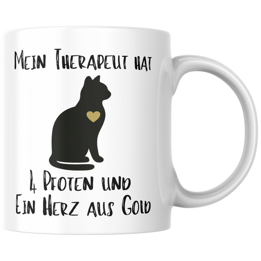 Mein Therapeut Hat 4 Pfoten Und Ein Herz Aus Gold Katze Kaffee Tasse