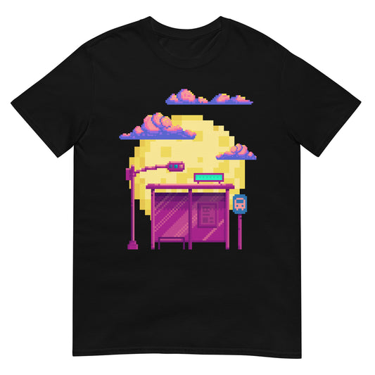 Pixel Bushaltestelle Retro Gamer T-Shirt