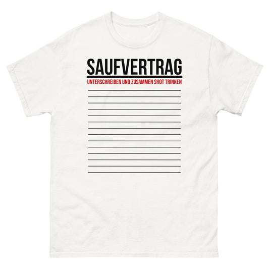 Saufvertrag Anwesenheitsliste Unterschrift T-Shirt