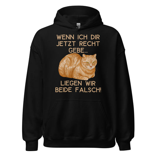 Wenn ich dir Recht gebe liegen wir beide falsch Katzen Hoodie Kapuzenpullover