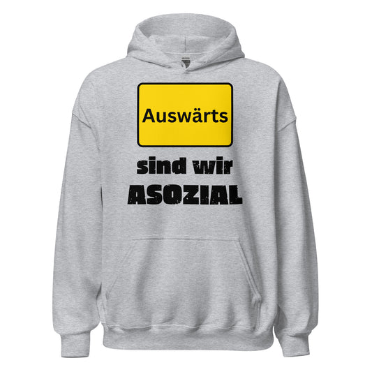 Auswärts sind wir asozial Fußball Hoodie Kapuzenpullover