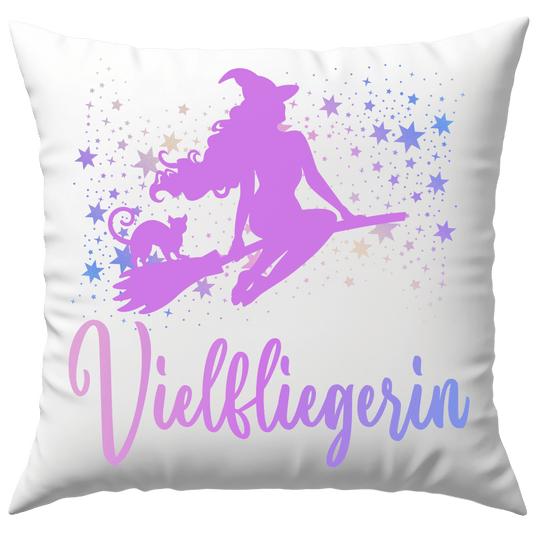 Vielfliegerin Hexe Besen Deko Kissen