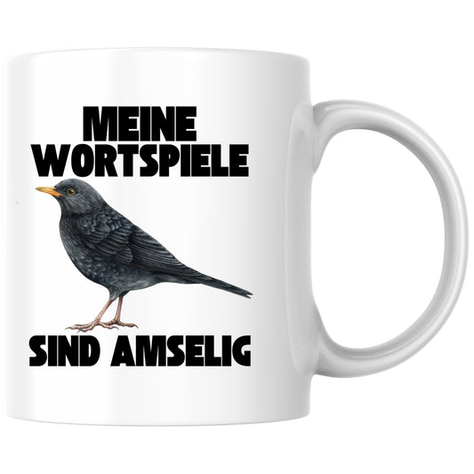 Meine Wortspiele Sind Amselig Vogel Selbstironie Kaffee Tasse